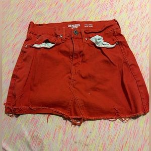 Red Mini Jean Skirt